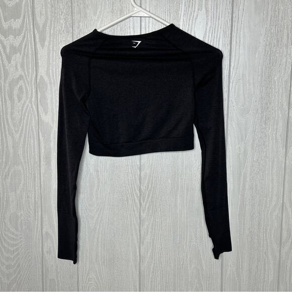Gymshark Women’s black cropped stretchy long sleeve workout‎ top size small - Picture 4 of 4